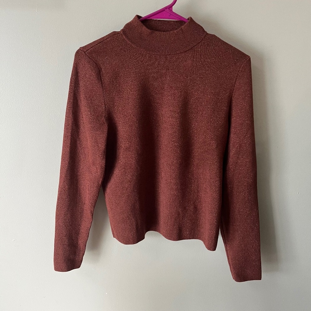 Copper Lurex Mock Neck Sweater/Size M